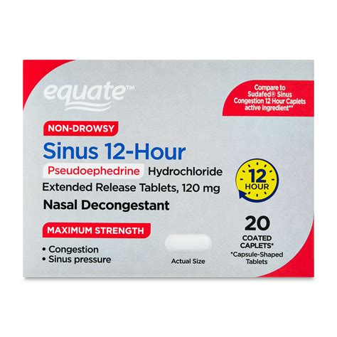Brandclub - Equate 12 Hour Non-Drowsy Sinus Decongestant ...