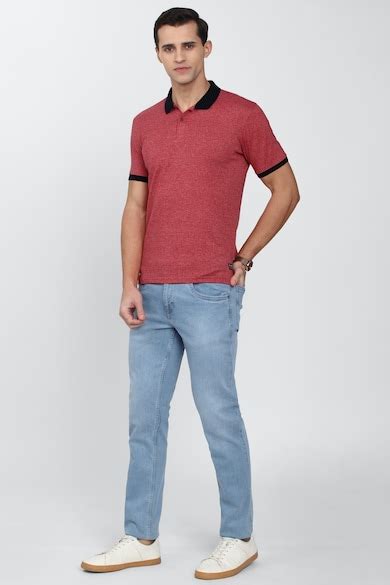 Buy Men Pink Textured Polo Neck Collar T-shirt Online - 715866 | Peter ...