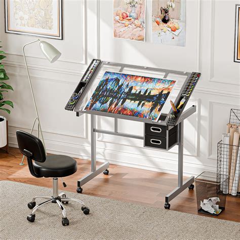 ZENY Adjustable Glass Drafting Table for Artists, Tilting India | Ubuy