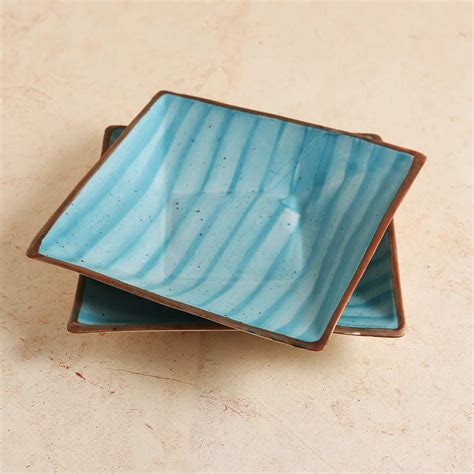 Teramo Stoneware Square Platter 8" x 8" - Blue – Wonderchef