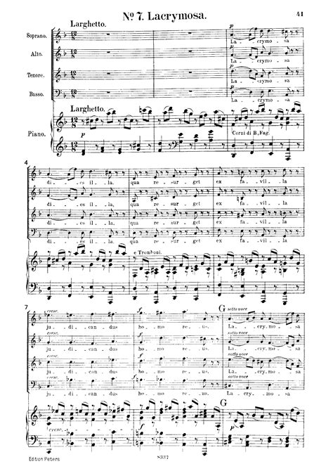 Mozart, Wolfgang Amadeus - 7. Lacrimosa (Requiem) for Choir - Free ...