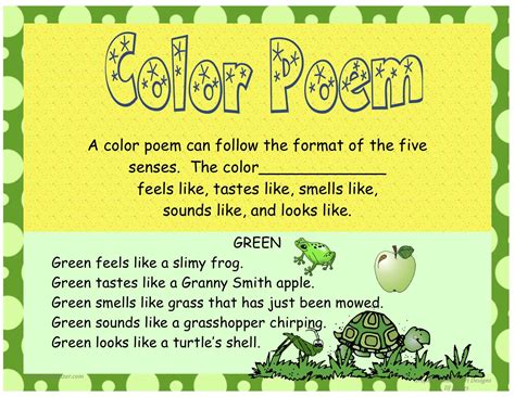 color poem--from a site with fantastic printables! | Color poem, Poetry ...