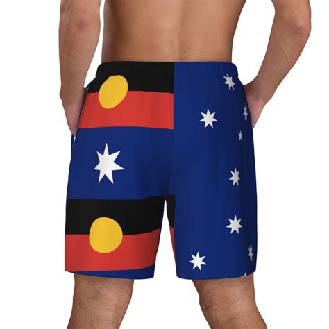 Men's Australian Flag With Aboriginal Flag Swim Trunks with Compression ...