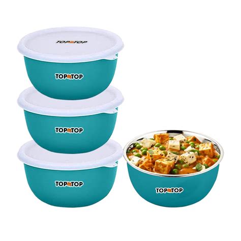 Buy Microwave Safe Steel Bowl Set with Lid, Mixing Bowls, Food Serving ...