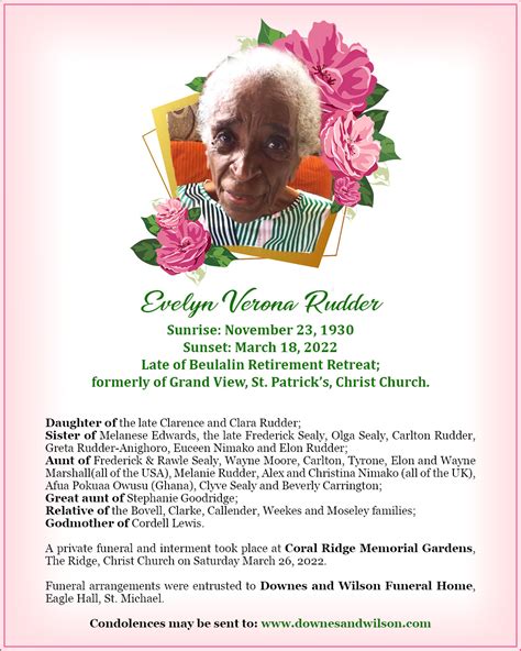 Evelyn Rudder - Downes & Wilson Funeral Home