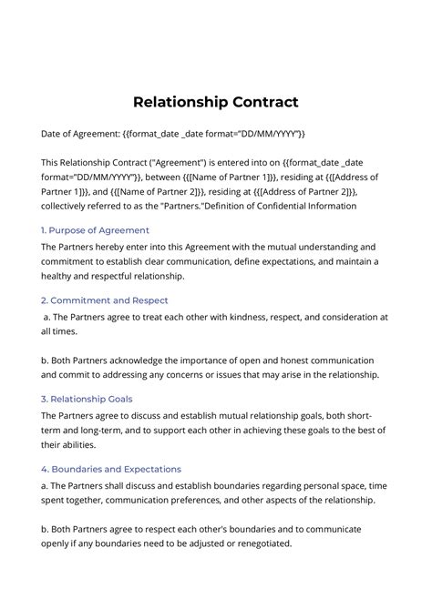 Relationship Contract Template | Easy & Customizable