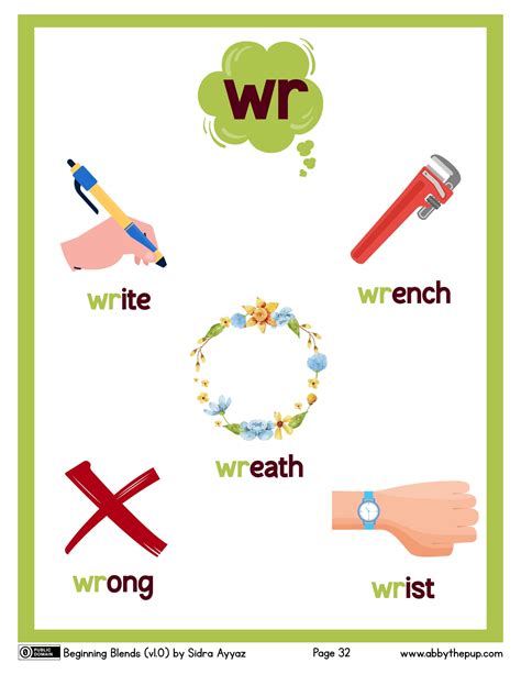 Beginning Blend wr flashcard | Free Printable Papercraft Templates