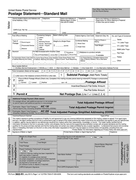 2013 Form USPS PS 3602-R1 - Blank Fillable Template | Fill Out, Print ...