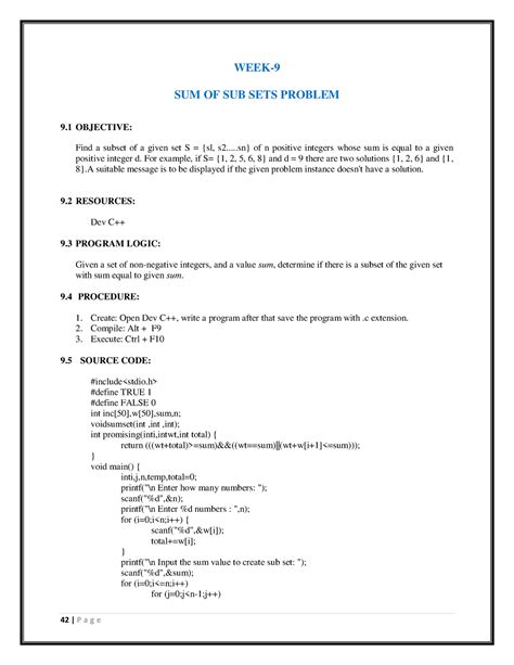 Sales person traversal problem - 42 | P a g e WEEK- SUM OF SUB SETS ...