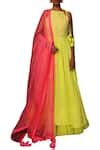 Buy Green Crepe Halter Neckline Layered Anarkali Set For Women by ...