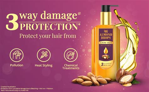 Buy Bajaj Almond Drops Almond + Argan Hair Oil - 50ml | Provides 3-way ...