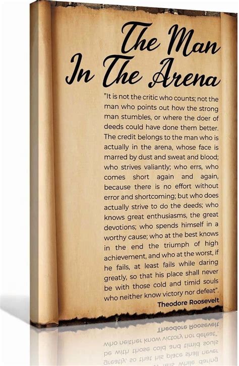 The Man In The Arena By Theodore Roosevelt Poem Wall Art Poetry Poster ...