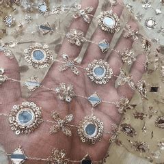Mirror work on Beige Net Fabric with Zari & Sequin Work – Matching Woman