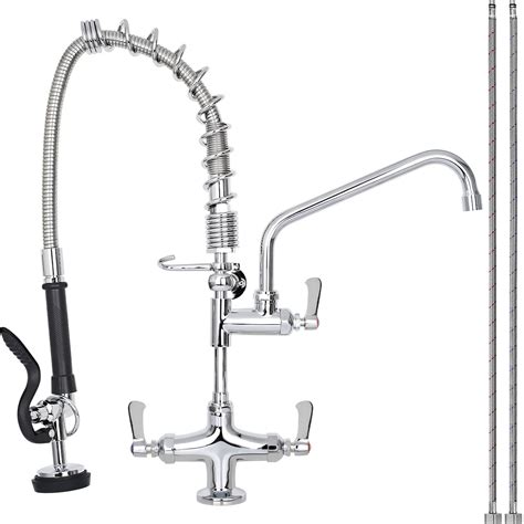 21" Height Commercial Sink Faucet Deck Mount with Pre-Rinse Sprayer ...
