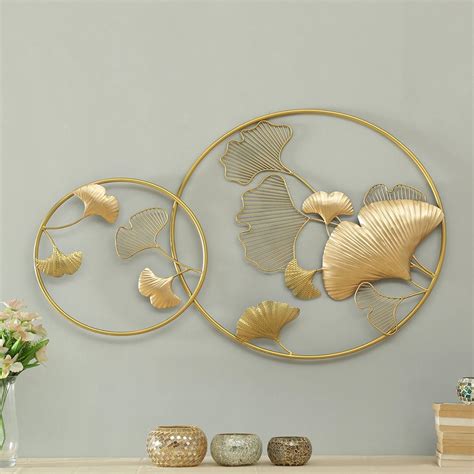 Vedas Gold Metal Sadh Ginko Wall Decor Hanging Mounted Sculpture Wall ...
