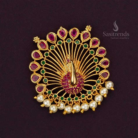 Micro Gold Plated Peacock Pendant Set with AD Stones - Sasitrends