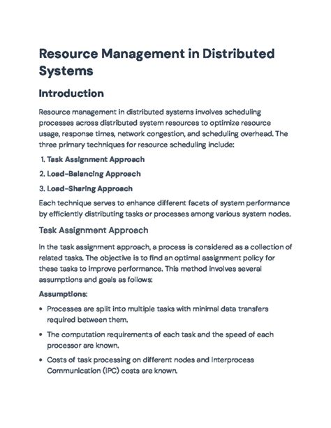 Resource Management Techniques in Distributed Systems (CS101 ...