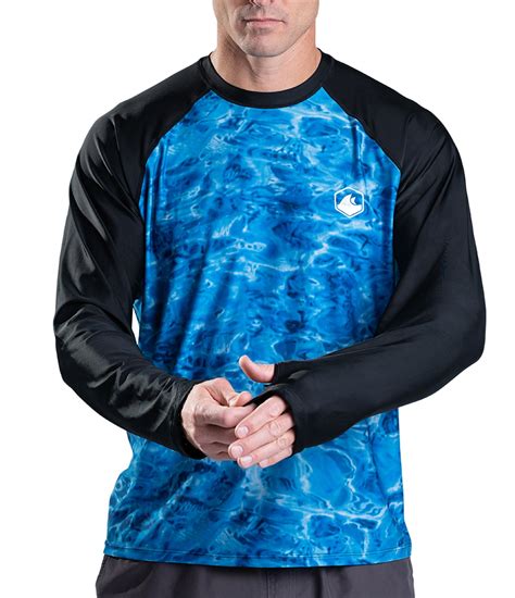 Aqua Design Rash Guard Men Long Sleeve Thumb Hole UPF 50+ Rashguard ...