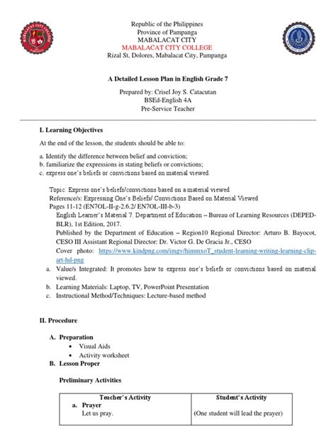 Image result for Sample Cot Lesson Plan Melc Based