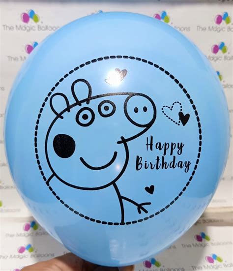 Peppa Pig Theme Latex Balloons Pack of 30 | Pink, Yellow & Blue ...
