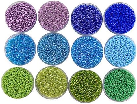 Eshoppee 11/0 20gm x 12 Box Pink and Purple Color Glass Seed Beads Cut ...
