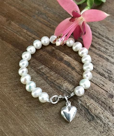 Freshwater Pearl Baby/Children’s Bracelet with Sterling Silver Monogram ...