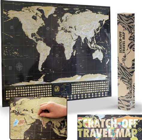 Buy Deluxe Scratch Off World Map Poster 84 x 59 cm - Black and Gold ...