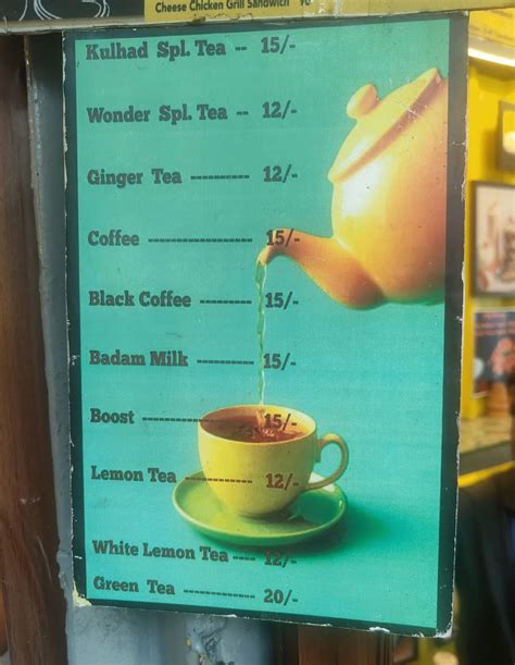 Menu at Wonder cafe, Bengaluru