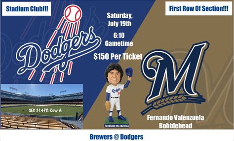 7/19 - Los Angeles Dodgers Vs Milwaukee Brewers Tickets @ Dodger ...