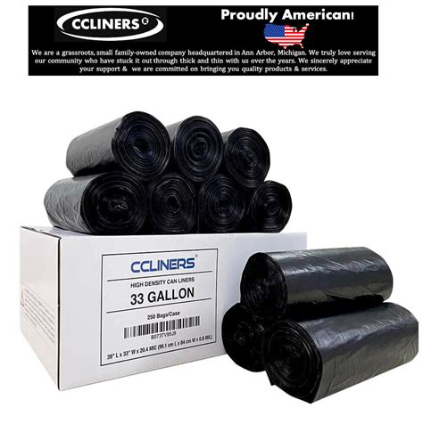 30 - 33 Gallon Trash Bags -250 Black Garbage Bags 21 Microns Thick (250 ...