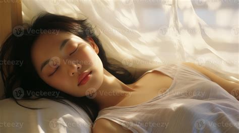 AI generated Asian Woman Resting in Bed With Closed Eyes 38375904 Stock Photo at Vecteezy