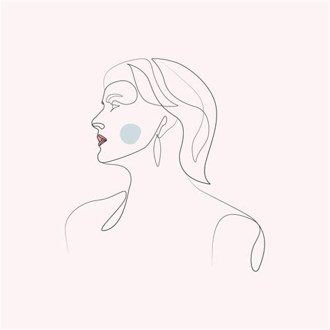 Abstract beauty face girl side face view fashion woman line art drawing ...