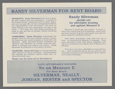 [Berkeley, Calif. election, 1990 (Nov. 6), Rent Stabilization Board ...