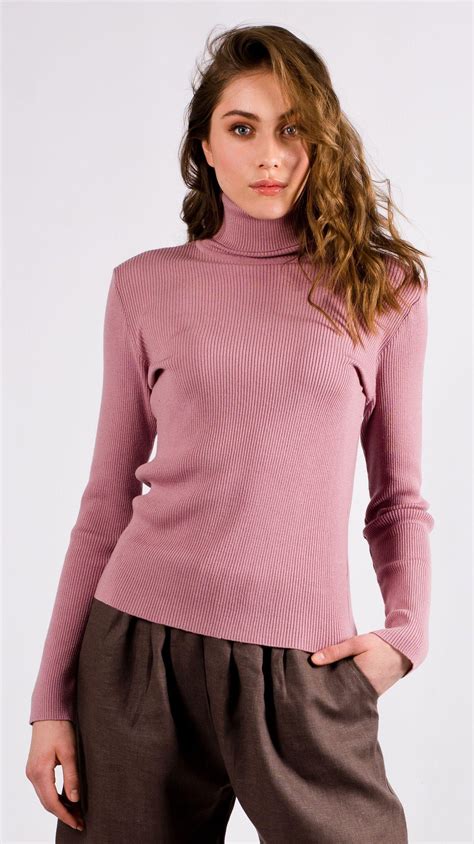 Knit ribbed turtleneck sweater for women - Roll neck jumper | Krista Elsta