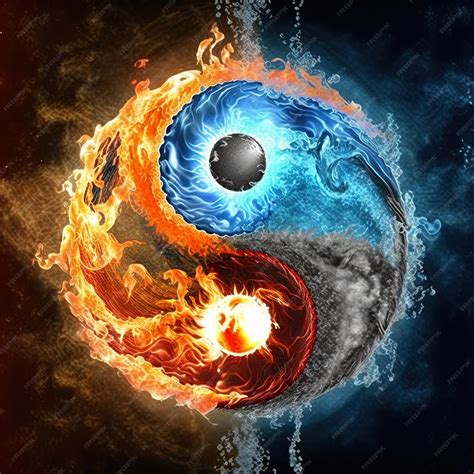 Premium Photo | Yin and Yang made of fire and water. Symbol of harmony