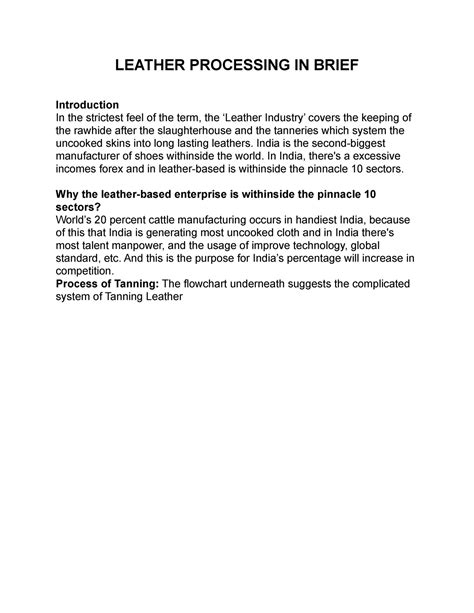Leather Processing IN Brief - LEATHER PROCESSING IN BRIEF Introduction ...