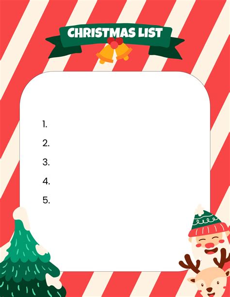 Free Christmas List Templates, Editable and Printable