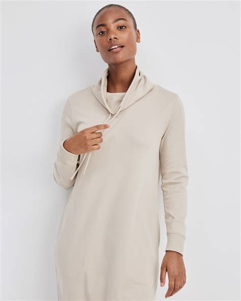 Organic Cotton Interlock Cowlneck Lounge Dress | Haven Well Within