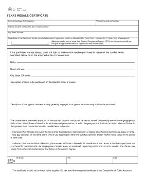 Fillable Online TEXAS RESALE CERTIFICATE - TSC Apparel Fax Email Print ...