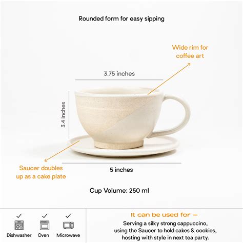 Cafe Latte Cup & Saucer | 250 ml | Pristine White – Lagavi