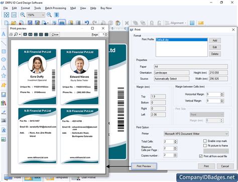 Screenshots of ID Card designer software to make identification cards