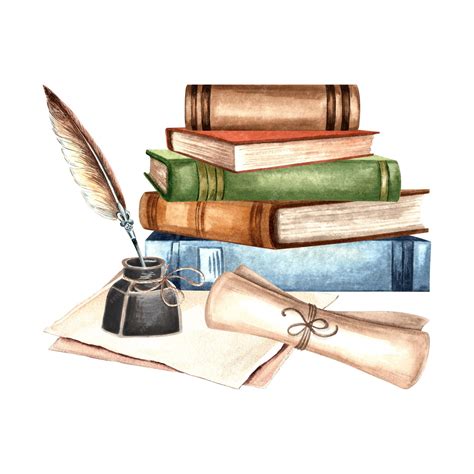 Premium Photo | Books and writing utensils inkwell feather pen and ...