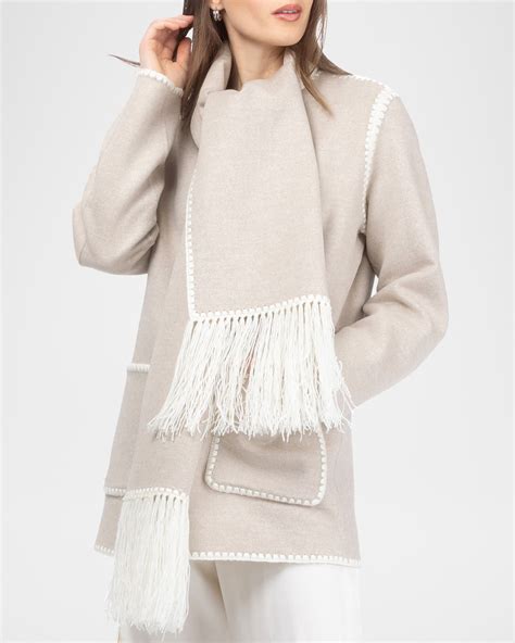 Gorski Cashmere-Wool Jacket With Detachable Scarf | Neiman Marcus