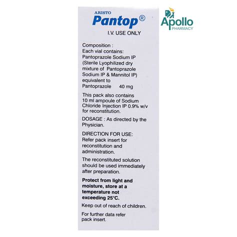 Pantop Injection 1's Price, Uses, Side Effects, Composition - Apollo ...