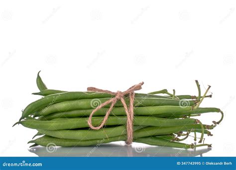 Green String Beans with Kitchen Utensils, Close-up, Isolated on White ...