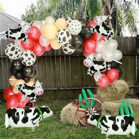 130 pcs Cow Party Balloon Garland, Farm Party Balloon Set of Cow Print ...