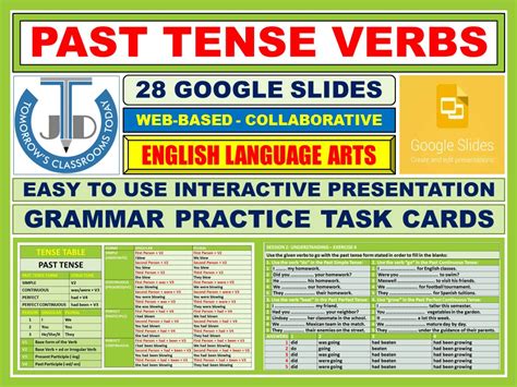 PAST TENSE VERBS: 28 GOOGLE SLIDES | Teaching Resources