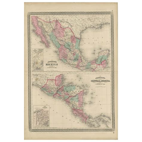 Antique Map of Mexico and Central America by Johnson '1872' For Sale at ...