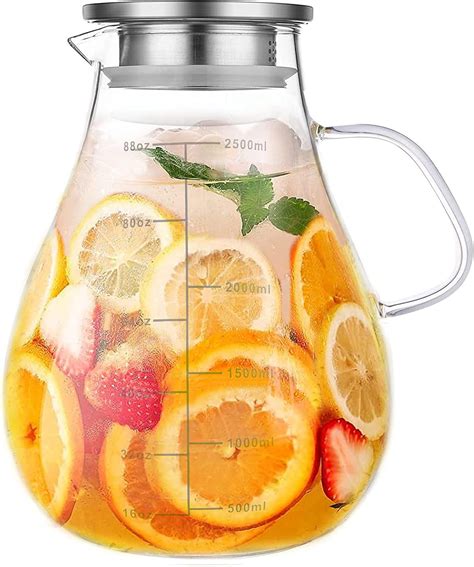 1 Gallon Glass Pitcher with Lid, Wide Mouth 10cm, Hot and Cold Safe ...