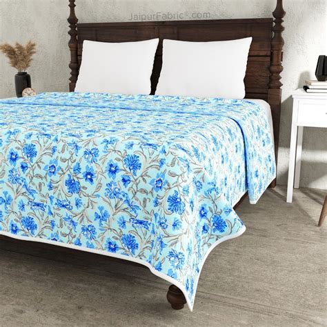 Pure Cotton Double Bed Dohar Anokhi Print – Neelkamal Bloom Blue ...